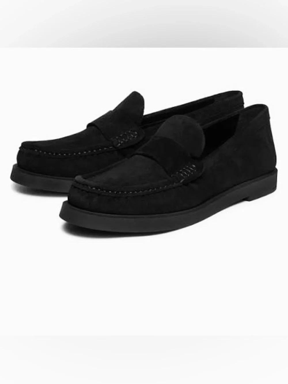 STUART WEITZMAN BLACK SUEDE BLAKE ROUND TOE PENNY LOAFER 9 B